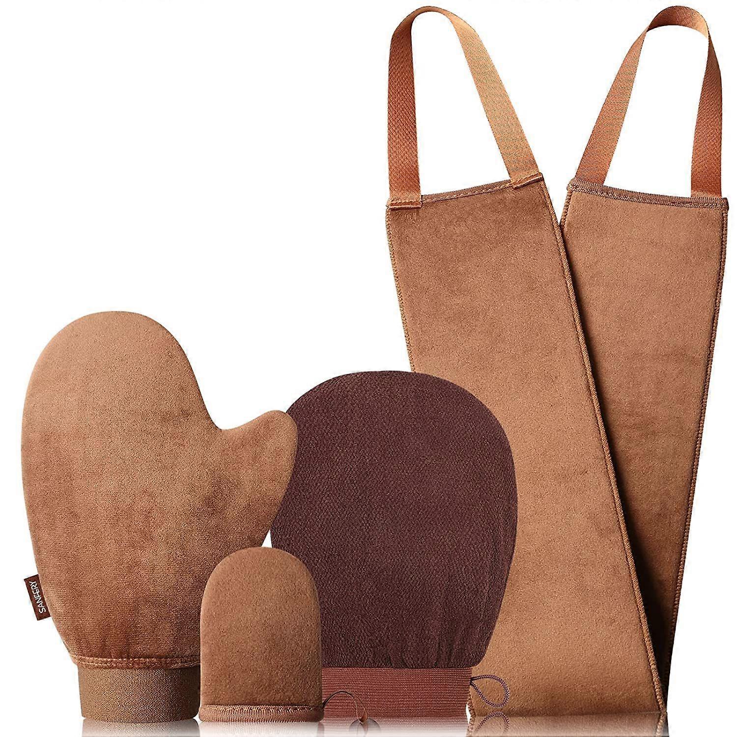 Self Tanner Mitt Applicator - 4 Pack Self Tanning Mitt with Self Tanning Glove for Self Tan Mitt, Back Applicator, Mini Self Tan Glove, Exfoliating Mi