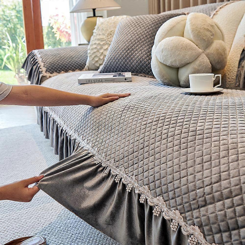 sofa cover sofa back towel autumn and winter four seasons plush winter solid color living room combination thickened non-slip
