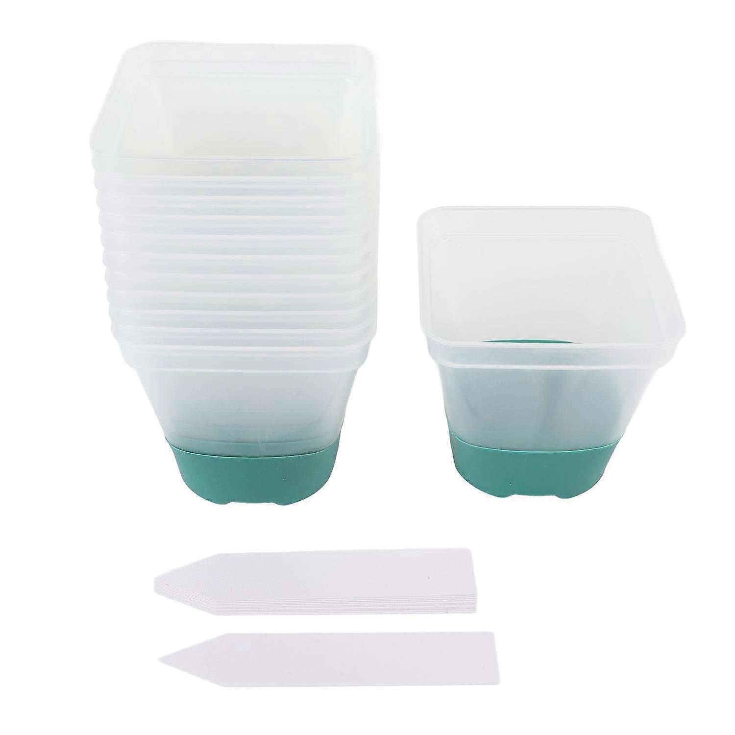 12pcs Reusable Plastic Nursery Pot with 12 Labels Drainage Holes Soft Silicone Base Flower Nursery P