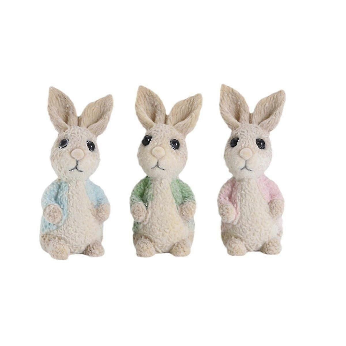 3Pcs Easter Day Bunny Decor Easter Spring Bunny Decor Handmade Figurines for Easter Decor Gift