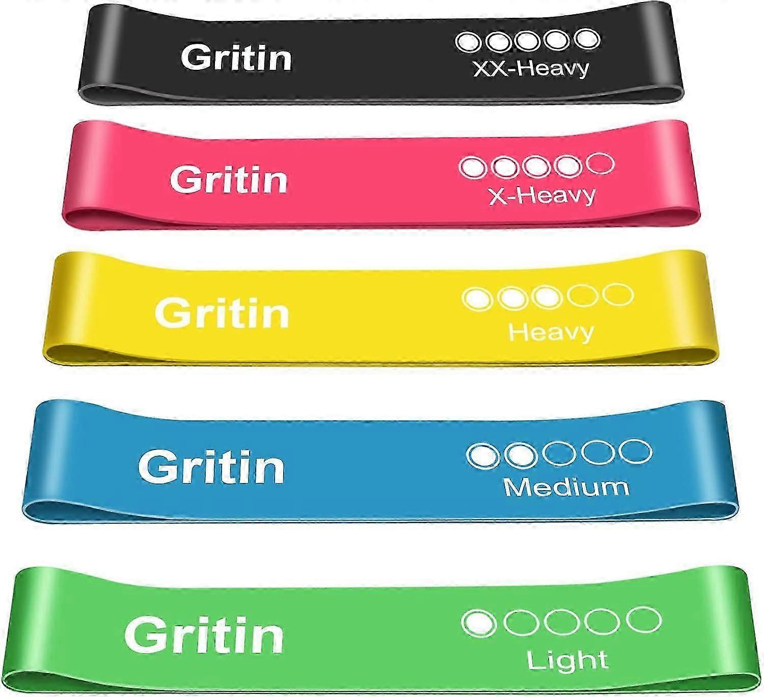 Resistance Bands, [Set of 5] Skin-Friendly Resistance Fitness Exercise Loop Bands with 5 Different Resistance Levels - Ideal for Gym, Yoga, Training