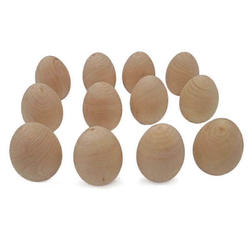 12 stycken av trä simulerade ägg DIY graffiti påskägg barns handmålade ägg rekvisita trämålning Toys_Special gåva