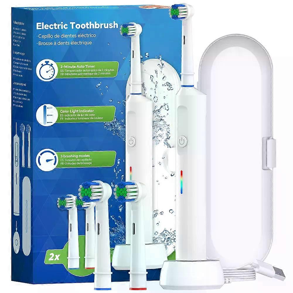 Smart Wireless Charging Rotating Electric Toothbrush, 3 Modes Rechargeable Rotary Toothbrush Compatible with Oral B Brush Heads