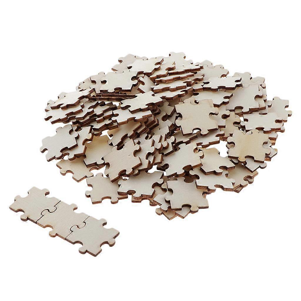 100pcs en Blank Slice Doodle Staining Puzzle Jigsaw Decorations