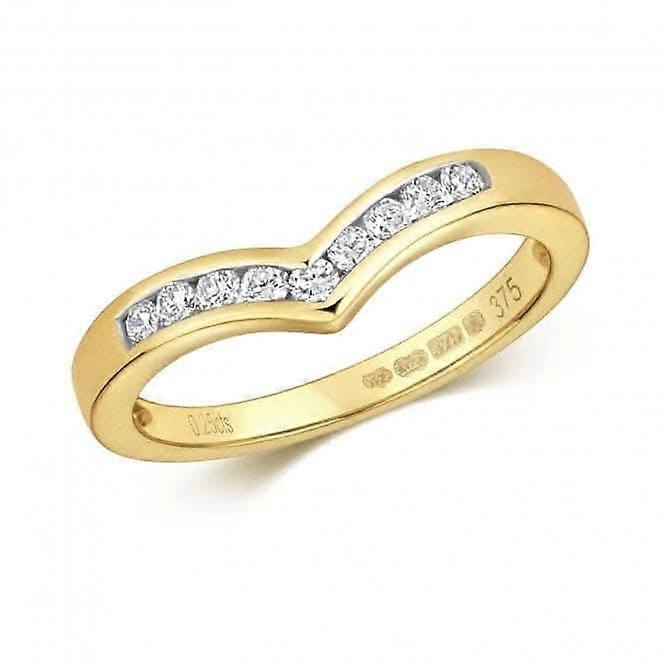 Diamantschmuck 9 Karat Gold Diamant Querlenker Ringe Set RD367