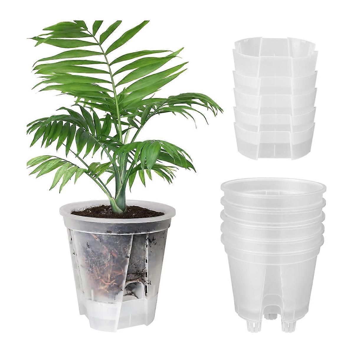 6 Inch Transparent Self Watering Planters, 5 Pack with Deep Reservior