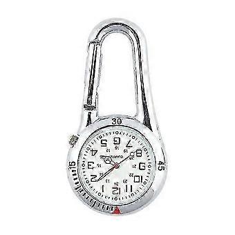 Digital Carabiner Clip Watch Sports Hook Clock Hospital Gift Electronic Luminous Multifunctional Outdoor Fashion(Silver) A-S