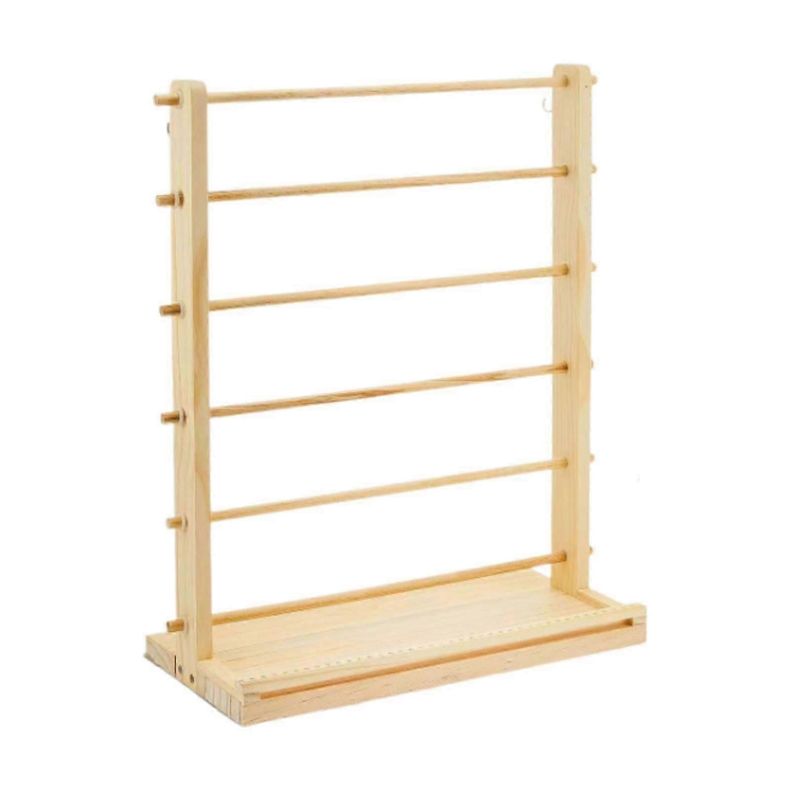 Wood Ribbon Organizer Multifunction 6 Tier Space Saving Craft Ribbon Storage