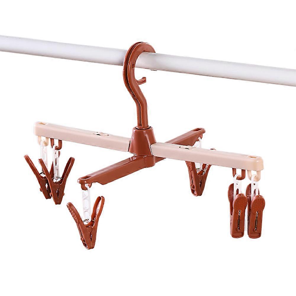 Scalable Drying Rack with 6 Clips for Drying Socks Lingerie Baby Clothes Drying Towels Rotatable Drying Rack