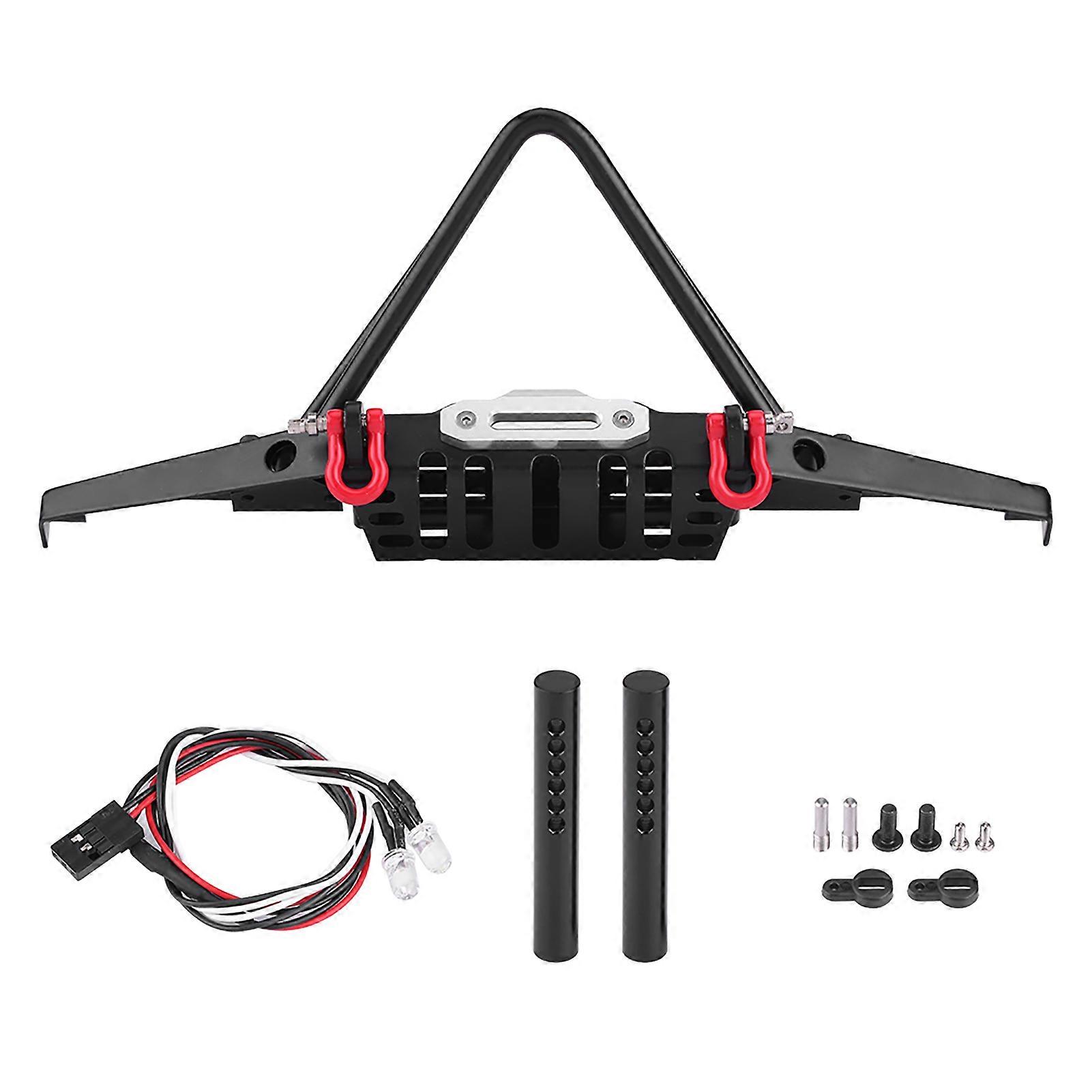 RC Crawler Steel Front Bumper with LED Lights for Axial SCX10 90046 Remote Control Car