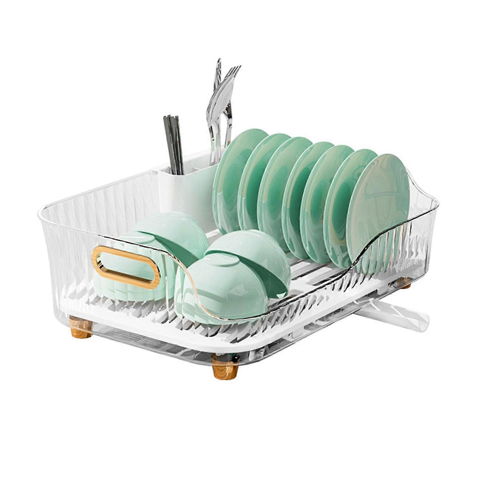 Dish Drying Rack with Drainboard for Kitchen Counter - Stainless Steel Bowl and Plate Storage Dish Drainer Organizer