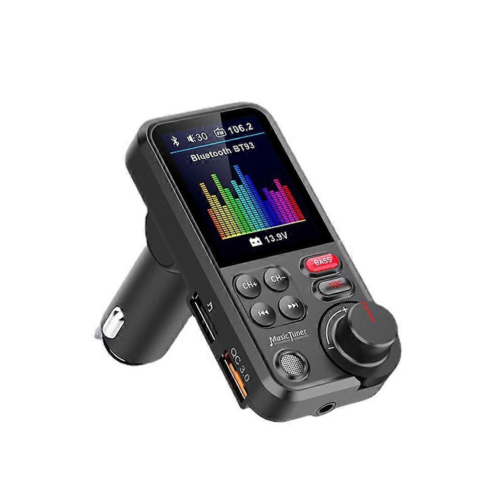 Bluetooth Adapter for Car, Strong Microphone FM Transmitter Car Bluetooth with 1.8 inch Color Screen for Handsfree Calls