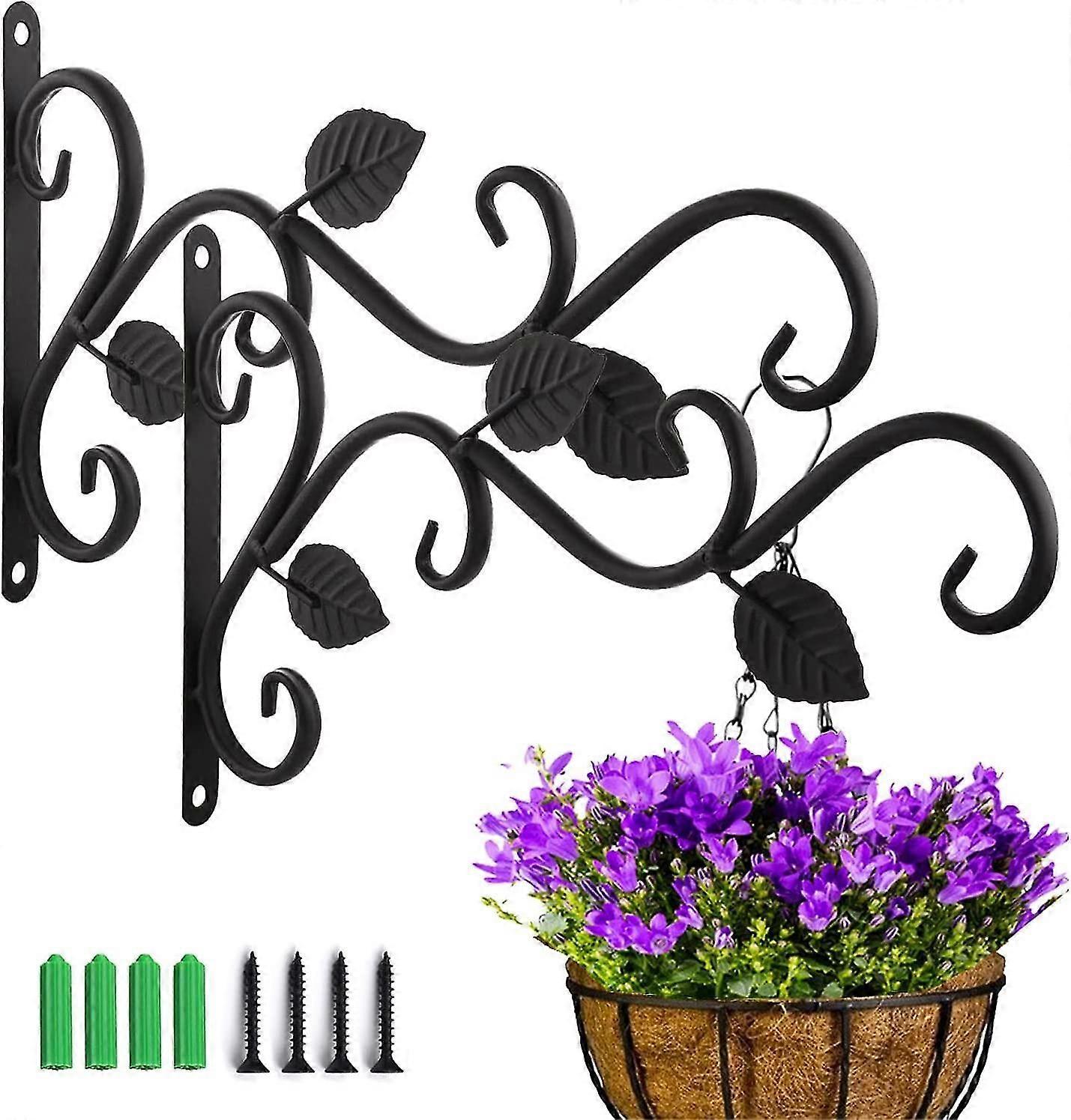 Durable Wall Hanging Plant Hooks - 2 Pack, Iron Lantern & Bird Feeder Holders, Easy Install, Rust-Proof Design