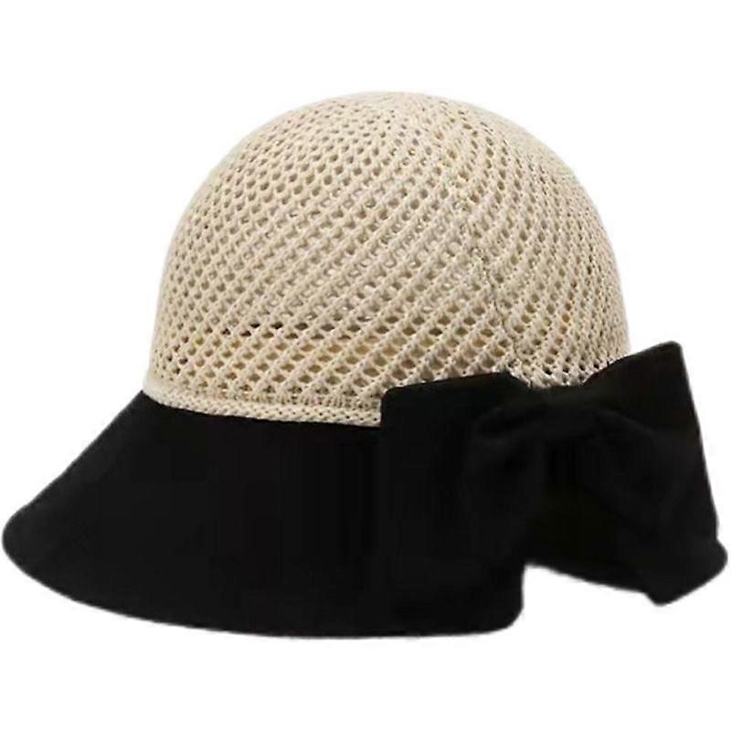 Women's Wide Brim Mesh Foldable Bucket Hat with Removable Chin Cord Ponytail Bow for Summer Holiday Beach Hiking, Adjustable