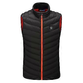 Men Fall Winter Constant Temperature Warm Vest USB Smart Electric Heating Outdoor Flexible Thermal Jacket Casual  L black red