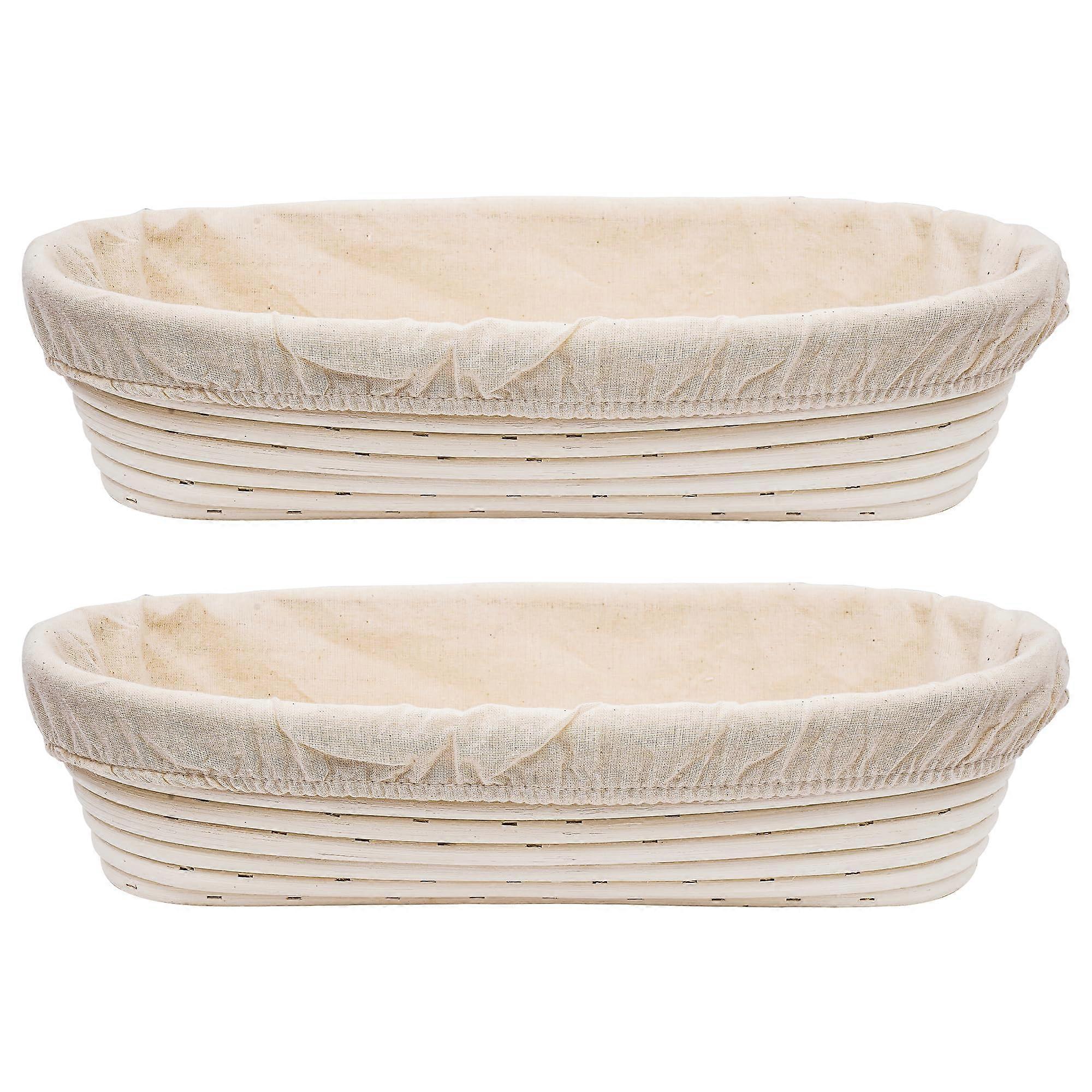 Banneton Bread Proofing Baskets Set of 2, Fabric Lined Dough Rising Baskets for Artisan Loaves, 10-Inch Size