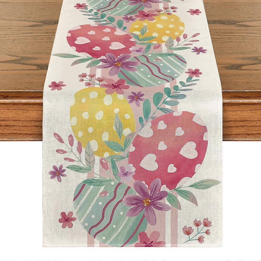 Egg Eucalyptus Easter Table Runner 13x72 Inch, Spring Floral Kitchen Decor for Home Party Celebrations