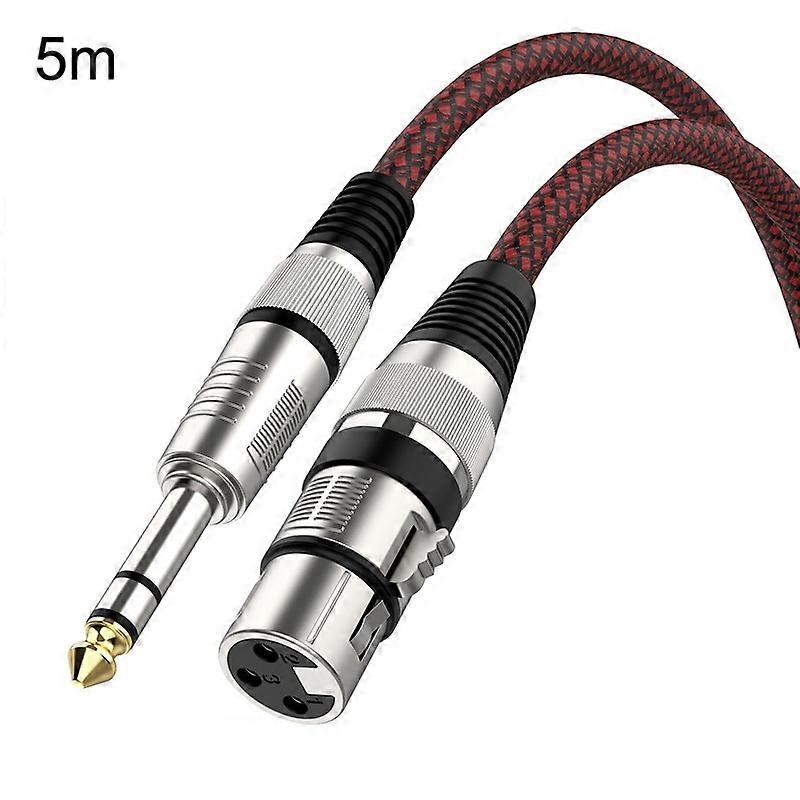 5 m rotes und schwarzes Netz TRS 6,35 mm Stecker auf Caron Buchse Mikrofon XLR Balance-Kabel