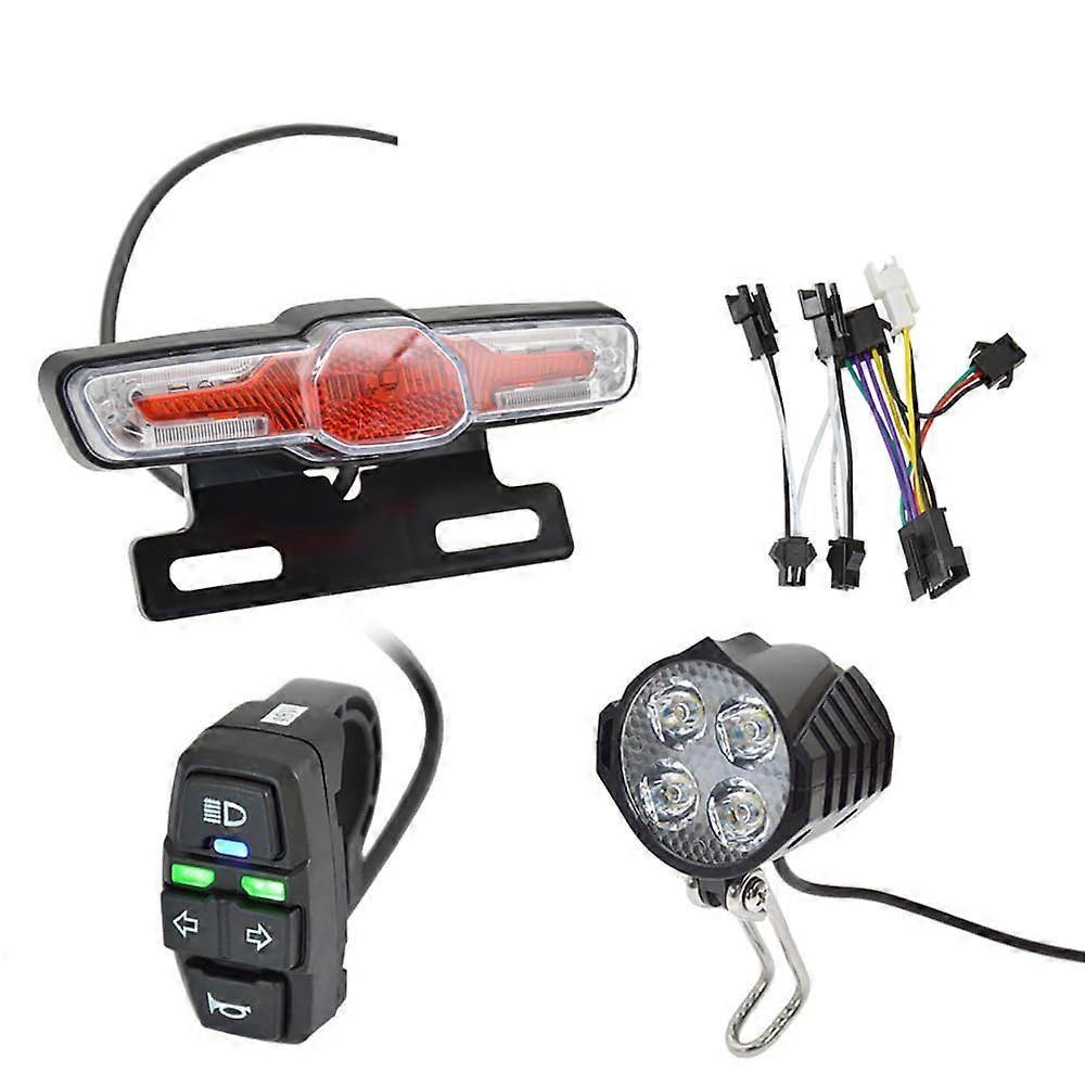 Ebike Headlight and Tail Light Sets, LED Night Spotlight Cycling Modification Parts, 48V/36V Kit