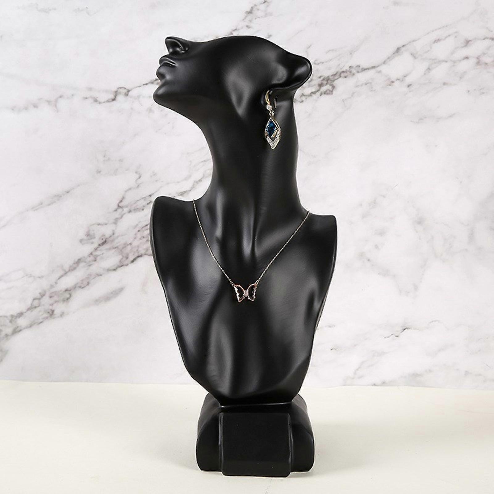 thumbnail image 2 of Black & White Polystyrene Jewelry Display Mannequin | Necklace & Earring Stand | Figurine Style 2 of 6