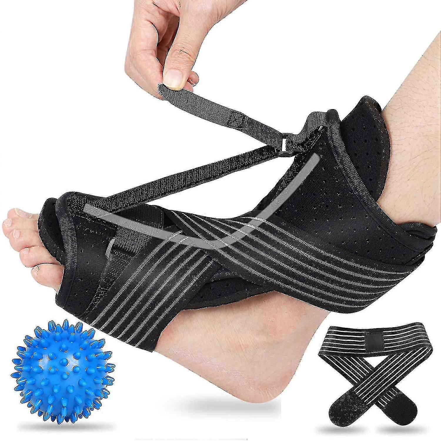 Plantar Fasciitis Natskinne Justerbar Plantar Fasciitis Relief Bracket (sort) Gratis forsendelse
