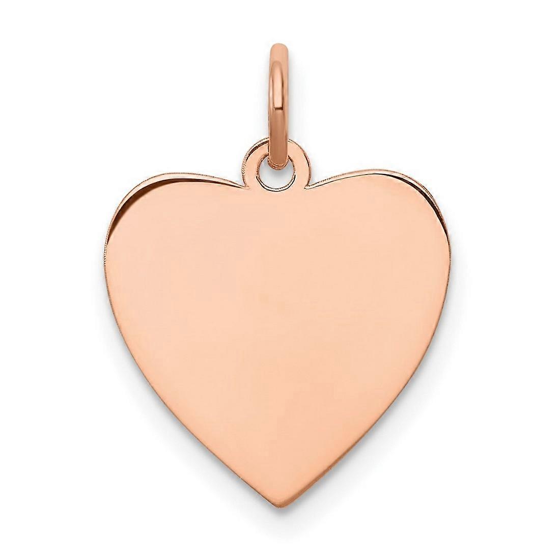 925 Sterling Silver Rose Gold Plated Engraveable Love Heart Pendant Necklace Polished Front Satin Back Disc-Pendant for