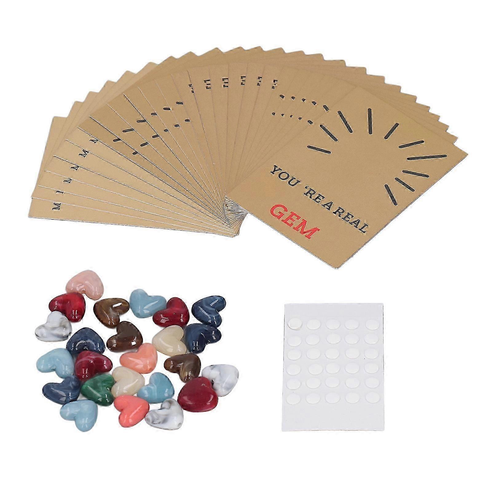 Valentines Cards with Heart Shape Stone Communication Interaction Marble Exchange Card for Couple