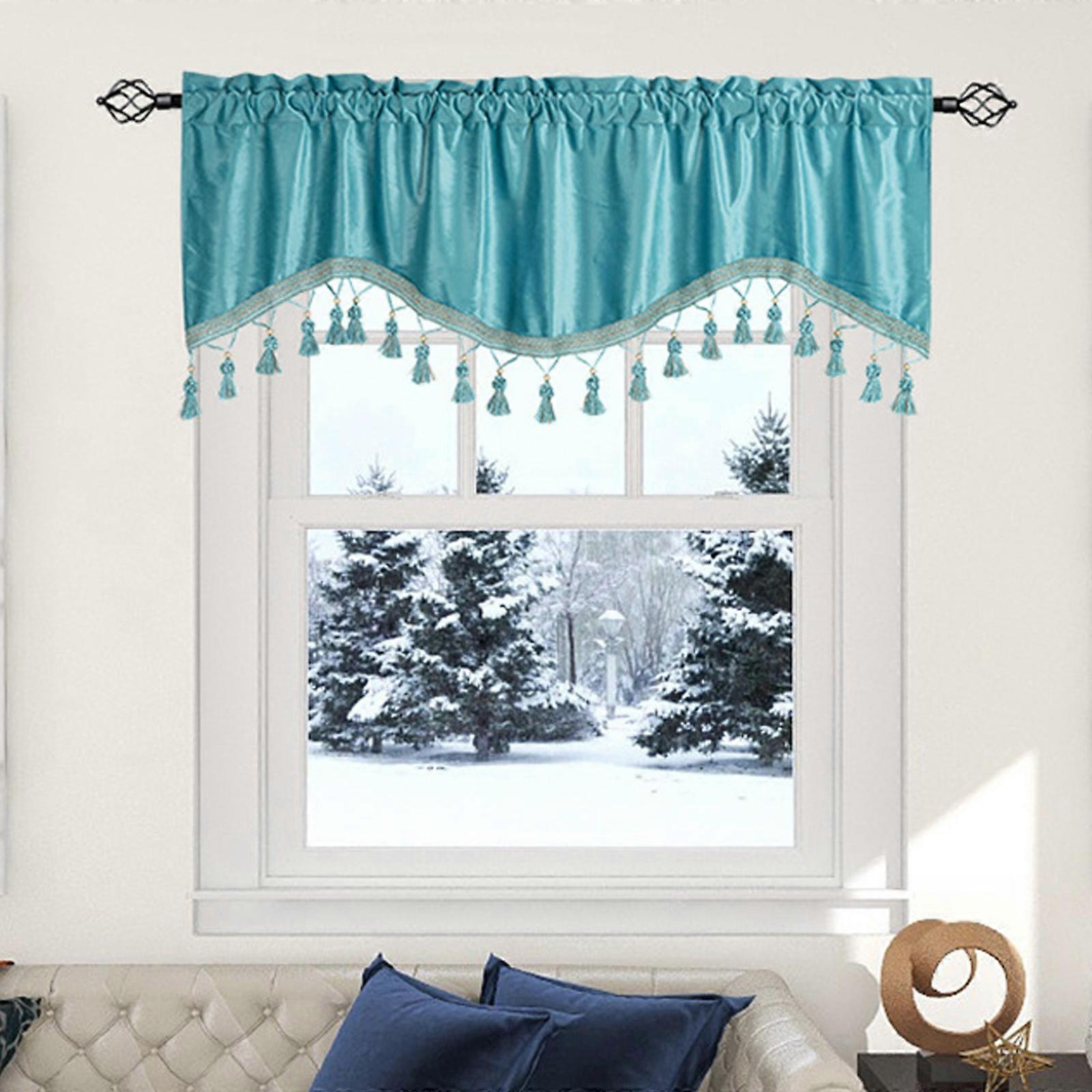 Elegant Fringed Window Curtains --Patterned Rod Panels - Stylish Short Drapes For Home Decor pp245