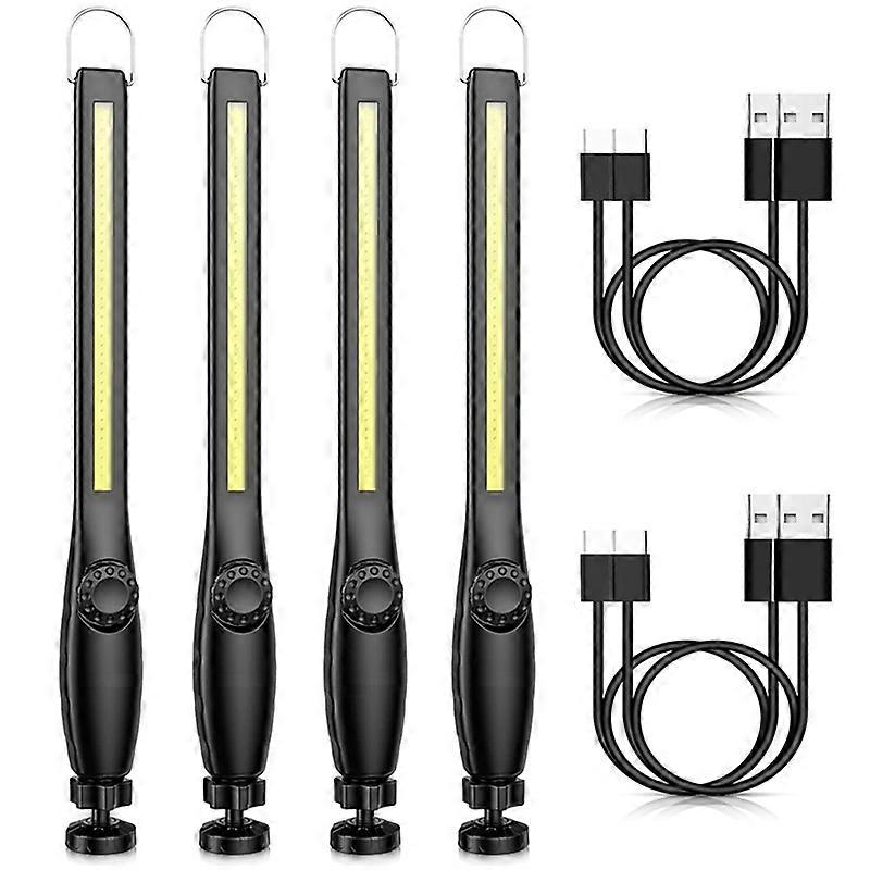 4Pcs COB LED Flashlight Magnetic Work Light USB Rechargeable Torch