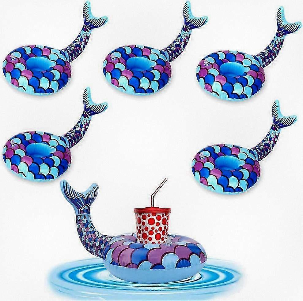 Set of 6 Cute Mermaid Drink Floats for Summer Pool Parties, Reusable Inflatable Cup Holders and Coasters. Perfect for Any Pool Gatherings.