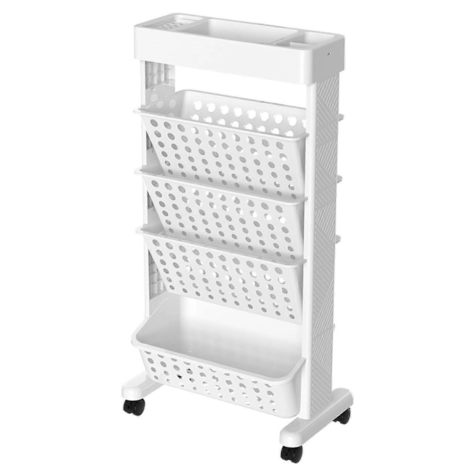 5Tier Mobile Bookshelf with Wheel, Book Rack for Home, Office