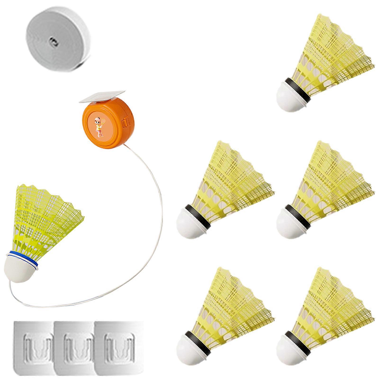 Self-Adhesive Elastic Badminton Trainer Set Automatic Rebounds Badminton Trainer Single Player Badminton Training Device