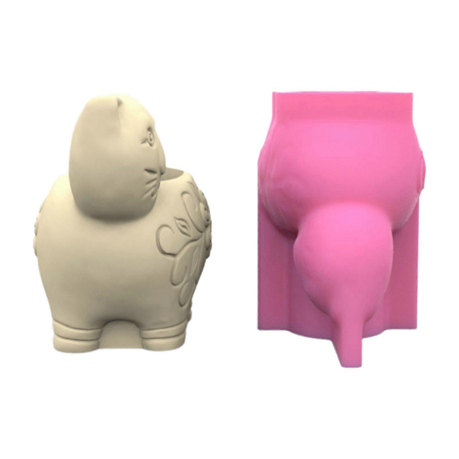 Soft Silicone Ornament Molds Cat Shaped Vase Molds Unique Flowerpot Moulds Silicone Material Suitable for Resin Clay