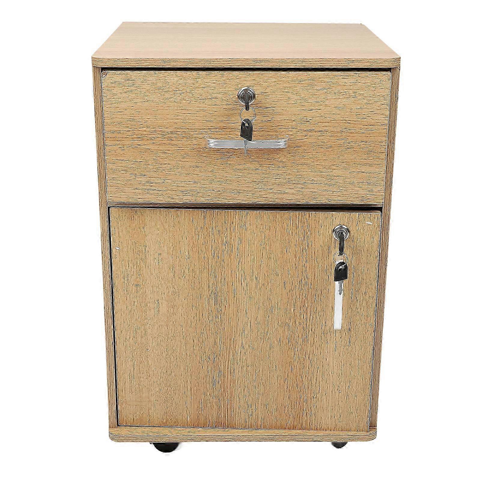 Mobile File Cabinet Multiple Drawers Sturdy Under Desk Rolling File Cabinet With Locks Wheels For Home Office Oak Color
