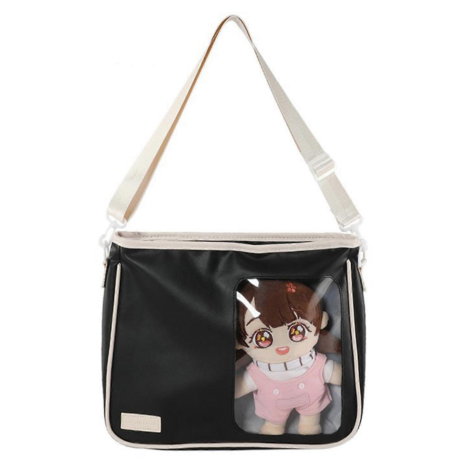 Clear PVC Cartoon Sling Bag Multi functional Shoulder Crossbody with Ample Storage Space for Style Enthusiasts  Black
