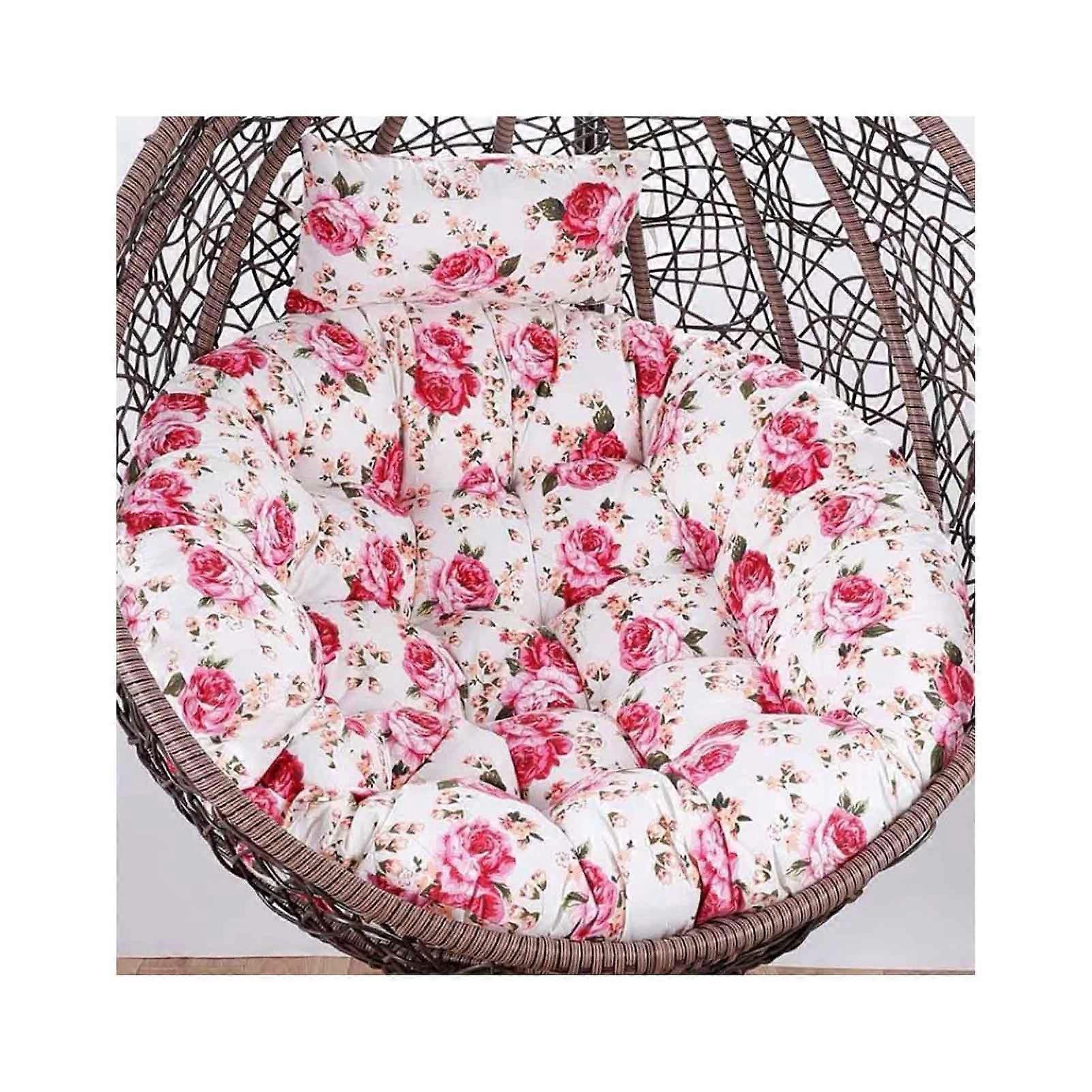 Replacement cushion for hanging chair for indoors and outdoors, with headrest, thick, large seat cushion with cushion, backrest, 88.9 cm diameter, J