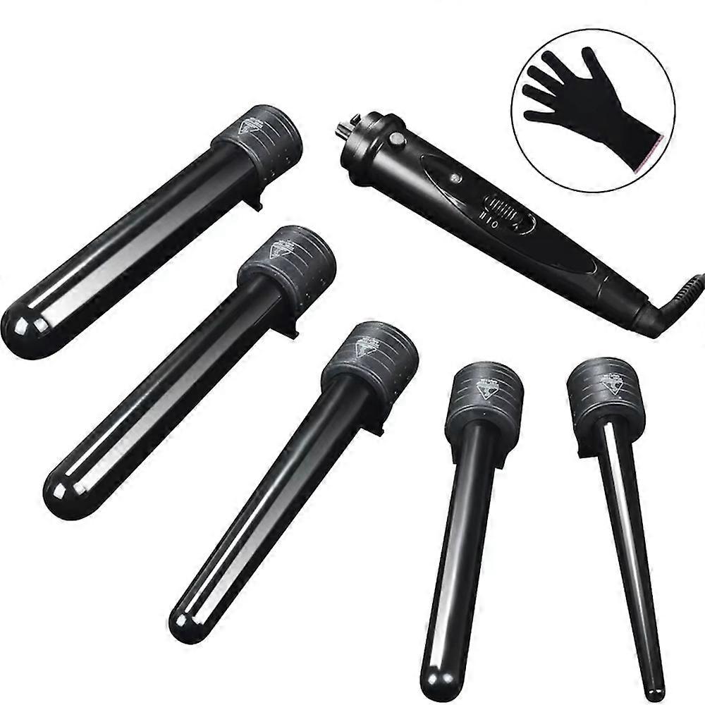 Curling Iron with 5 Interchangeable Heads Ceramic Curler Fast Heating Hair Styling Tool,EU Plug