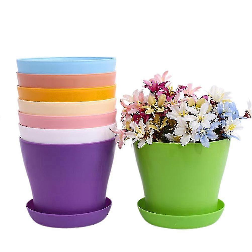 2025 Colorful Plastic Planters, Decorative Gardening Containers with Drainage, Lightweight and Durable for Indoor Outdoor Seedling Pots, PP Material