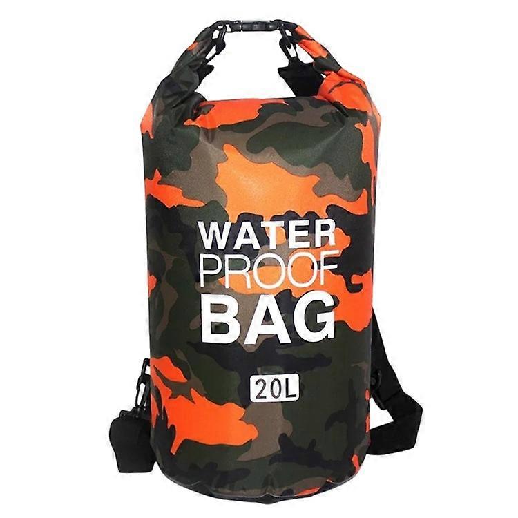 20L Camouflage Waterproof Dry Bag PVC Outdoor Camping Boating Swimming Drifting Sack with Single Shoulder Strap