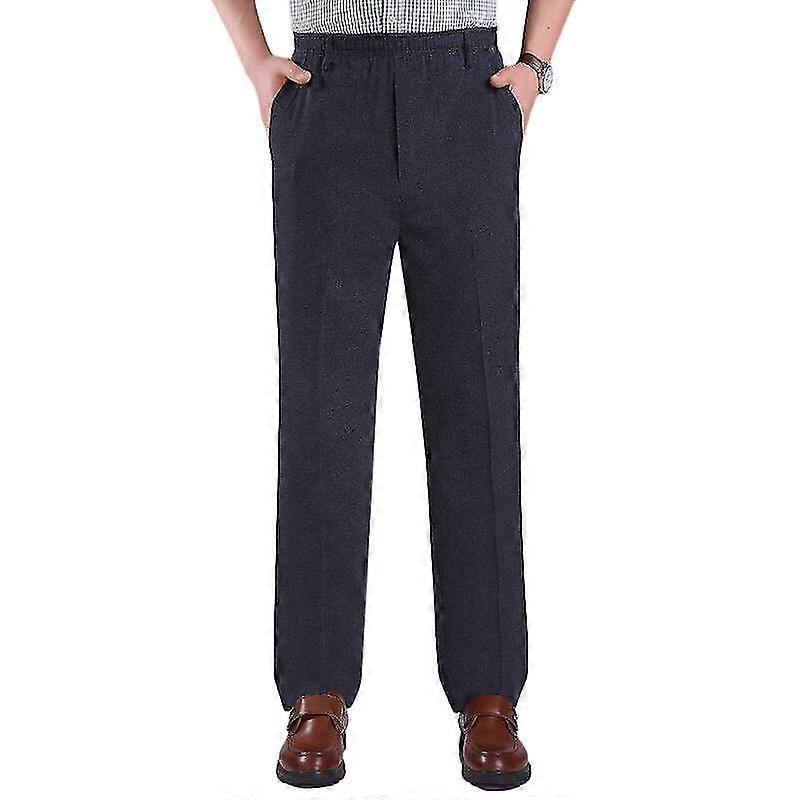 Men's Elastic High Waist Business Casual Straight Suit Trousers Suitable for Various Brand Styles