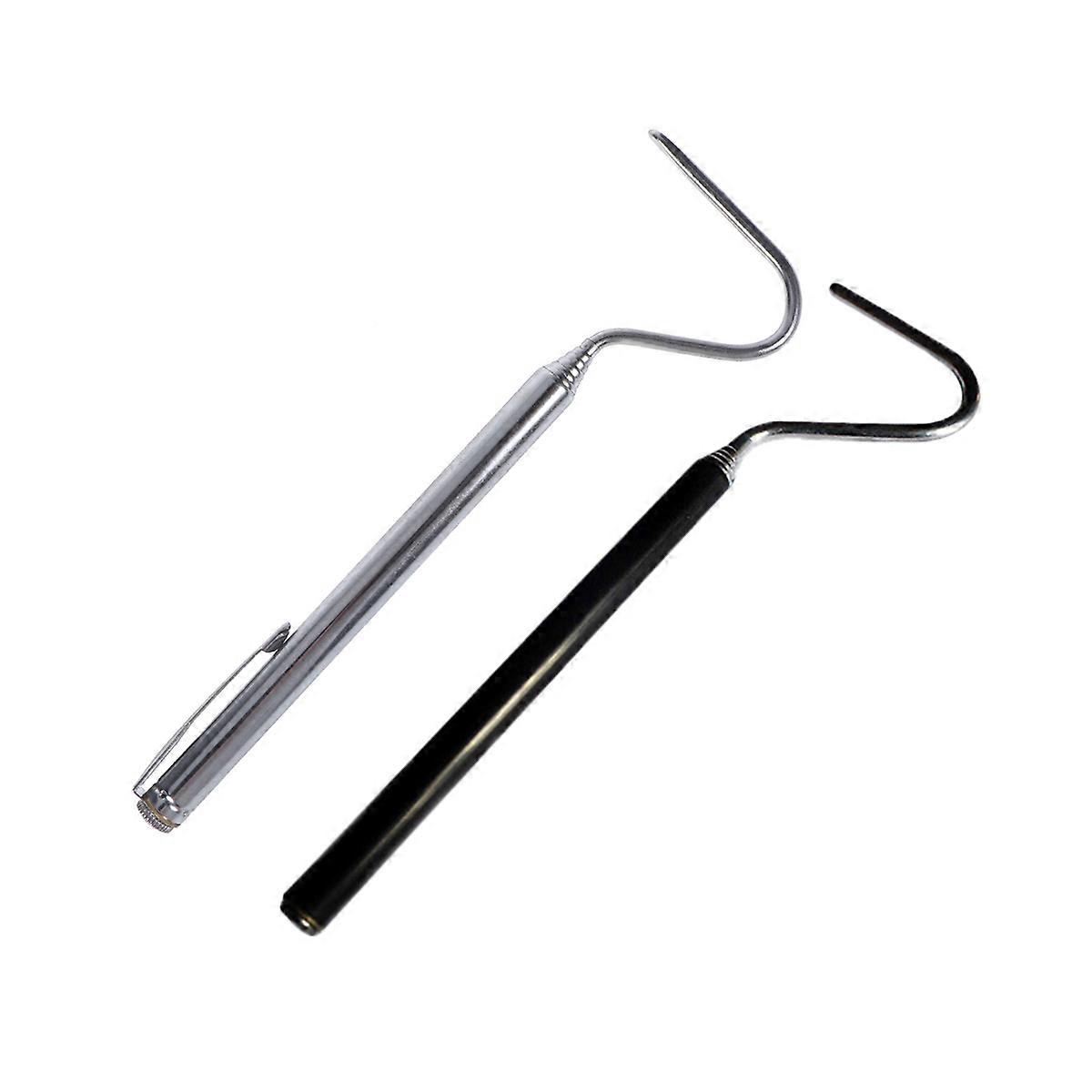 2pcs Prcatical Stainless Steel Snake Hook Telescopic Professional Reptile Tool (Black and Silver)