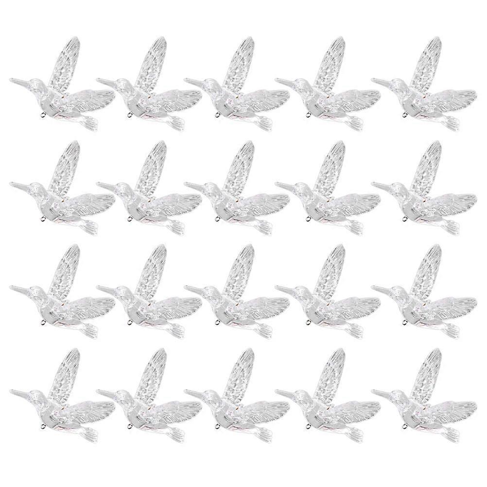 20pcs Transparent Acrylic Hummingbird Hanging Ornaments for Wedding, Party, or Home Ceiling Decor – Lightweight Flying Bird Decorations for Windows,