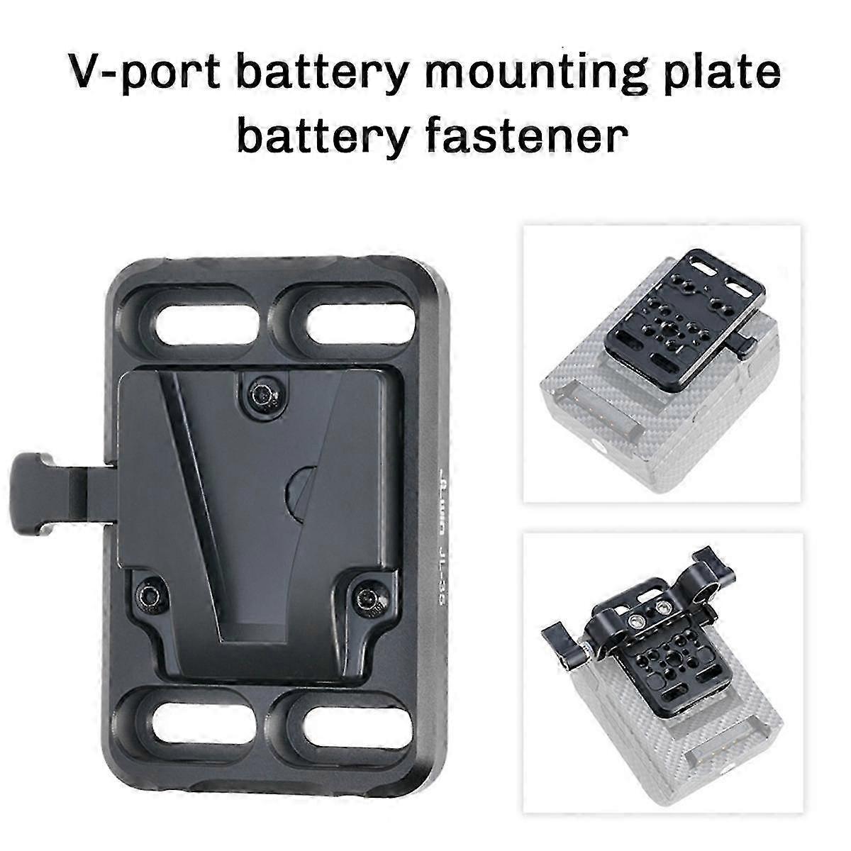 Mini Battery Plate V-Port with 15mm Rail Tube Clamp Fixed Base Battery Plate Universal Camera Acce