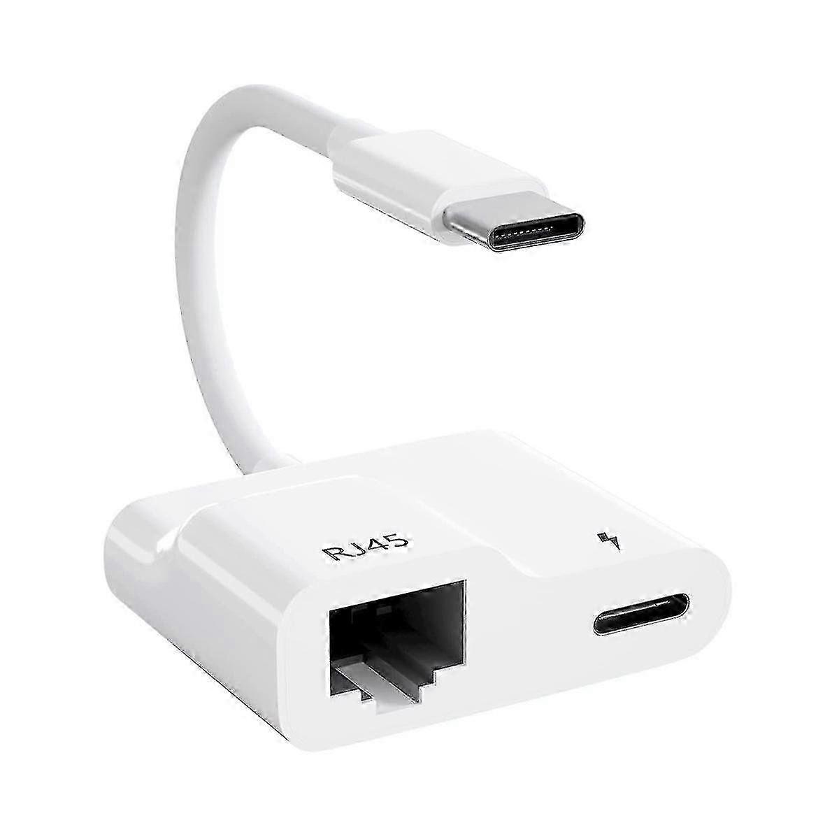 محول USB-C إلى إيثرنت ، دونجل شبكة جيجابت RJ45 LAN مع شحن 60 واط PD لجهاز MacBook iPad Pro الكمبيوتر المحمول اللوحي