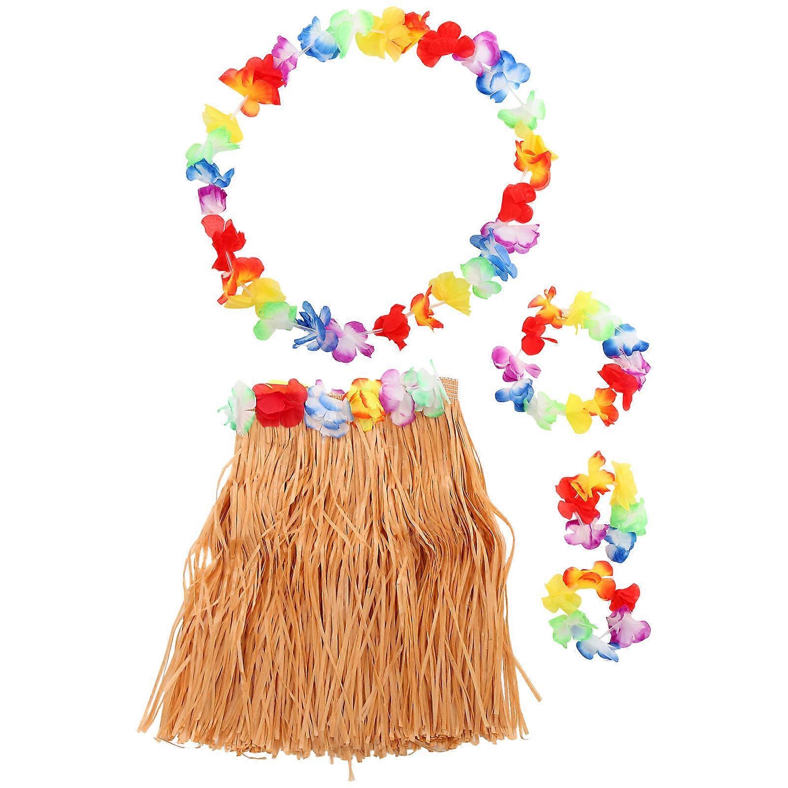 Skirt with Headband, Tropical Luau Props for Beach Parties, Realistic Grass Garland for Weddings and Festive Photos