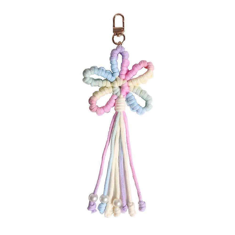 Hand-woven colorful cotton rope pendant accessory keychain