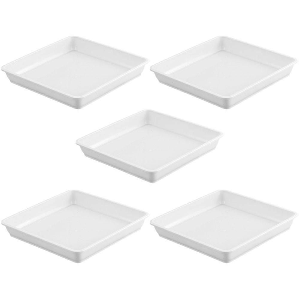 Plastic Planter Saucers Easy to Clean Homeowners Gardeners 5Pcs White 25.00X25.00X3.50CM
