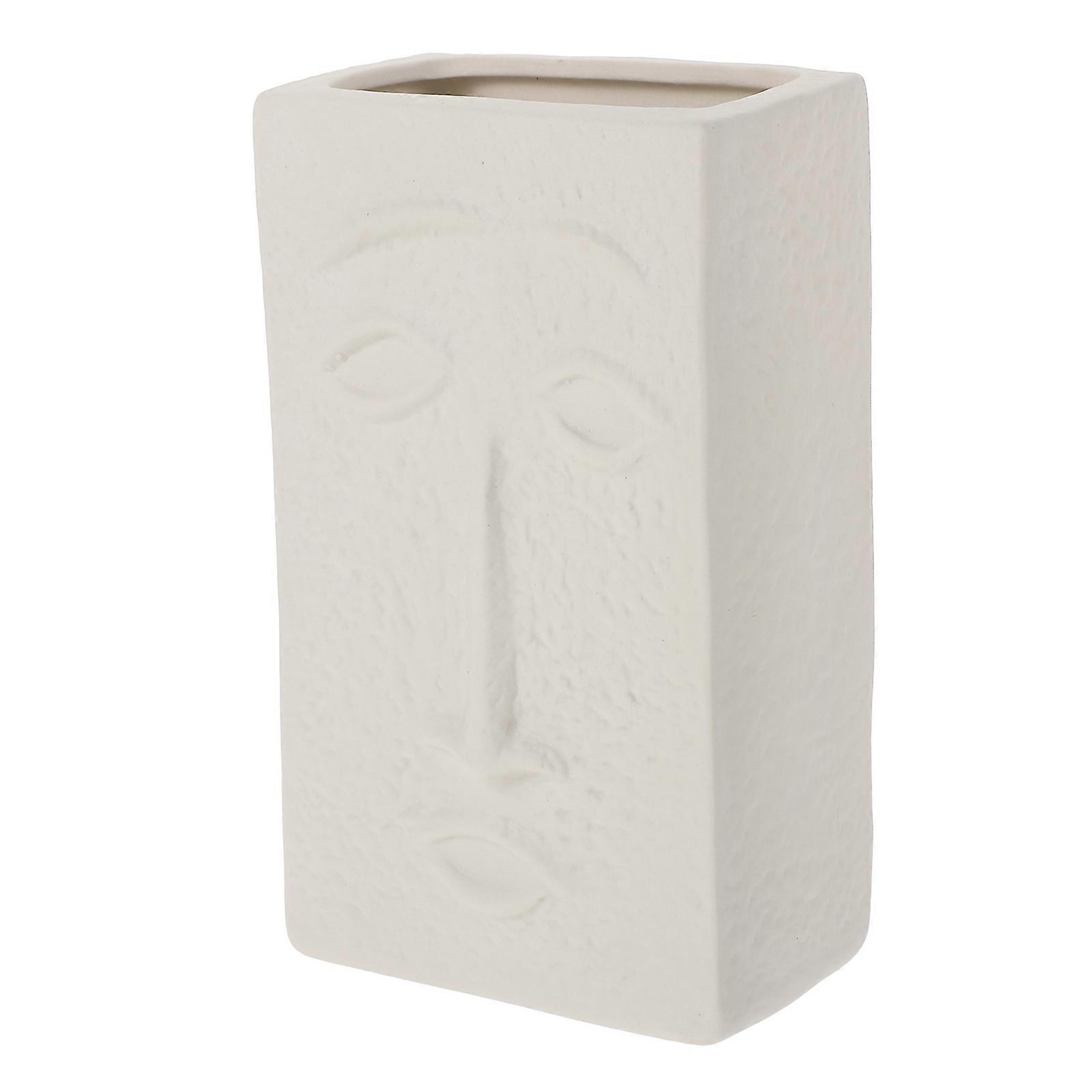 Decorative Ceramic Vase Home Office Desktop Decor White 11x6x18cm Simple Ceramic Vases 1Pc