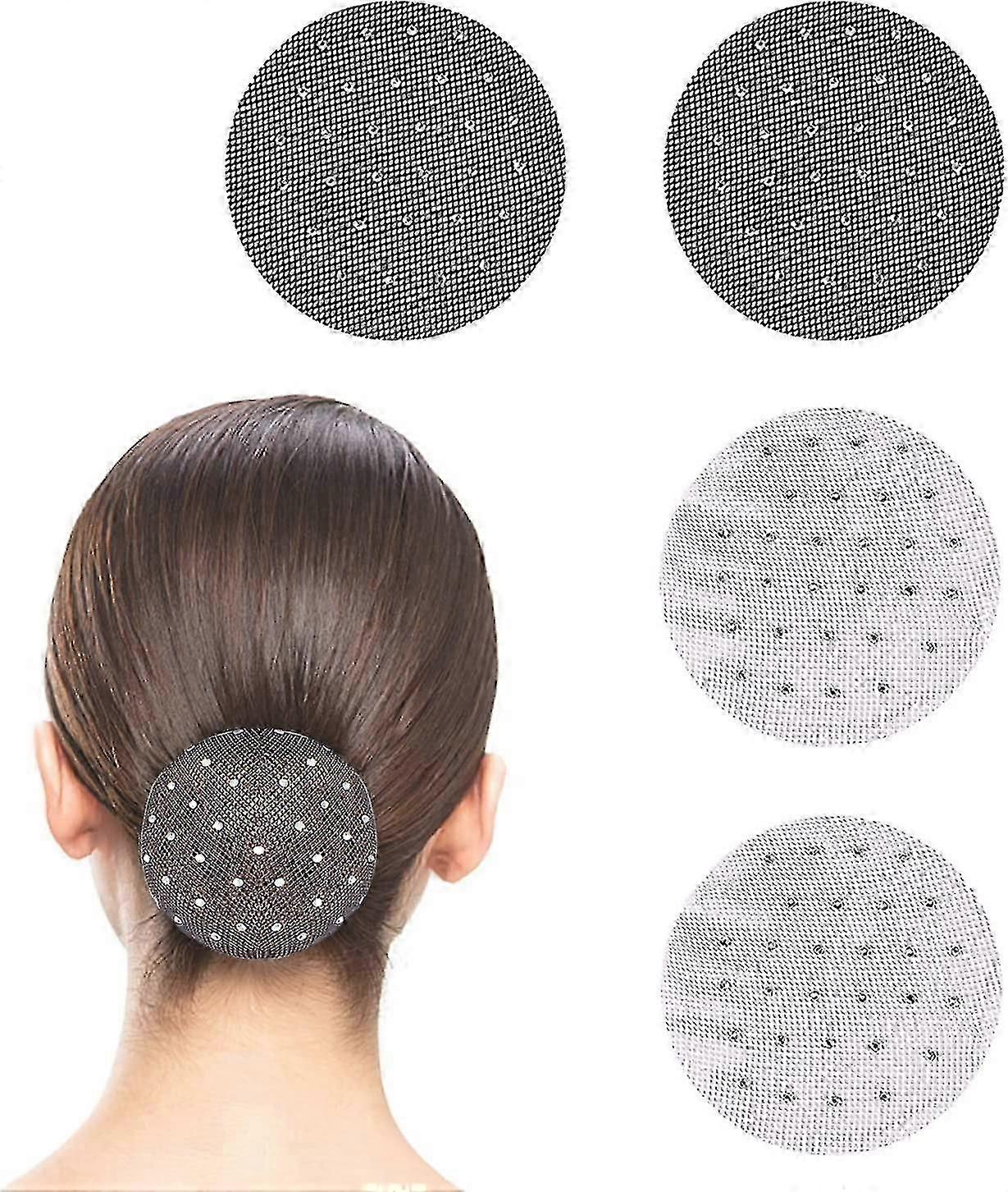 Paquet de 4 filets à cheveux en maille invisible pour femmes, couverture de chignon à bord élastique, porte-cheveux transparent