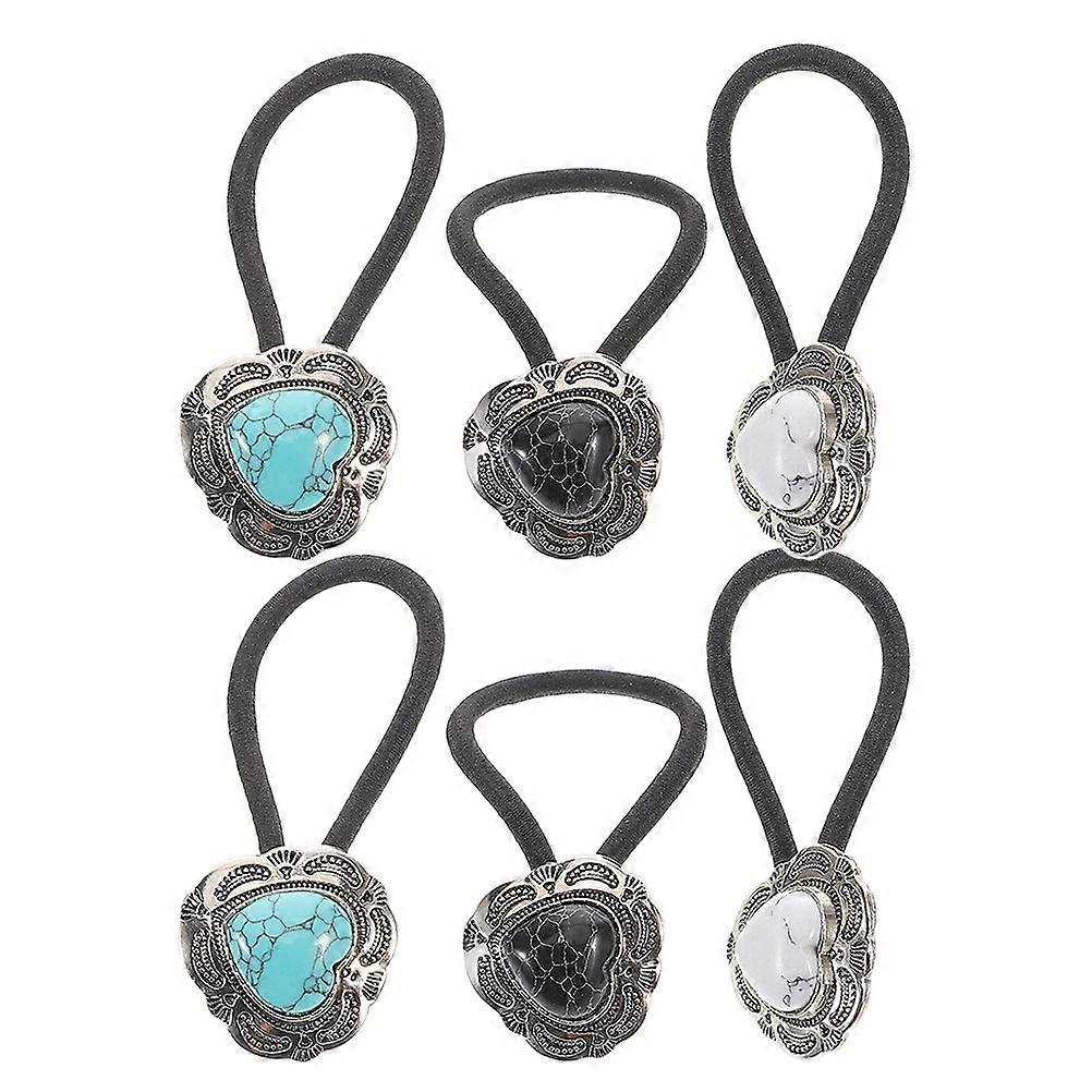 Heart Design Boho Hair Ties 6PCS Elastic Ponytail Holders for Women & Teens, Stylish Accessories for Casual & Formal Occasions